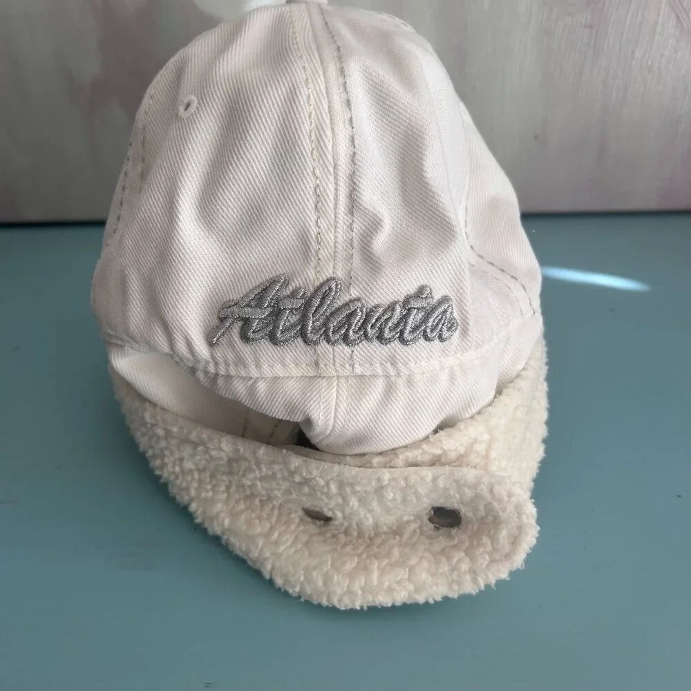Pit Bull Atlanta Script A Fleece Lined Trapper Hat Baseball Cap Ear Flaps